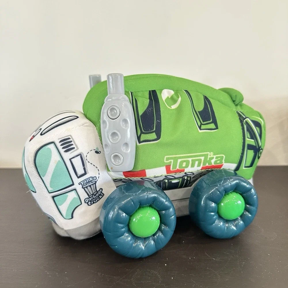 Tonka Soft Walkin Wheels 2014 Green Garbage Truck Toy Plush Car Animated Battery